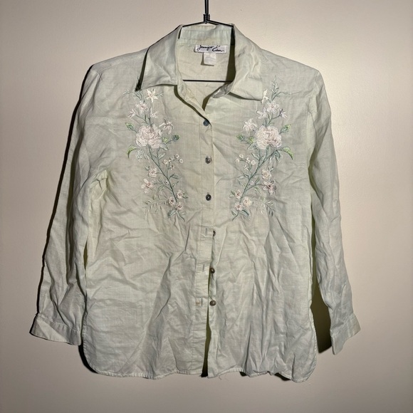 Vintage Jennifer Eden Embroidered Button Down Shirt - Picture 1 of 7